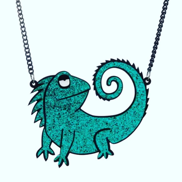Glittery Iguana Statement Necklace